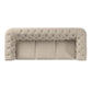 Tufted Scroll Arm Chesterfield Sofa - Beige Linen