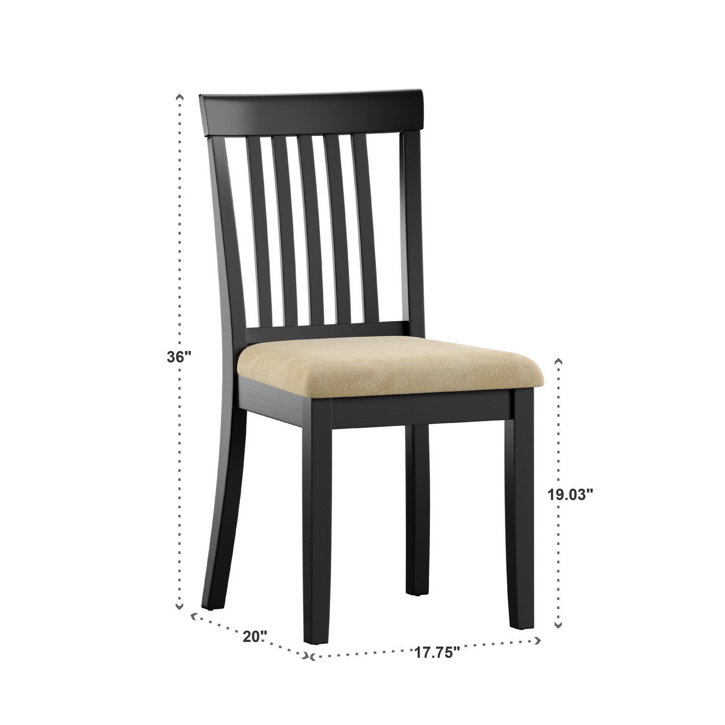Black Wood Beige Microfiber Dining Chairs (Set of 2) - Mission Back