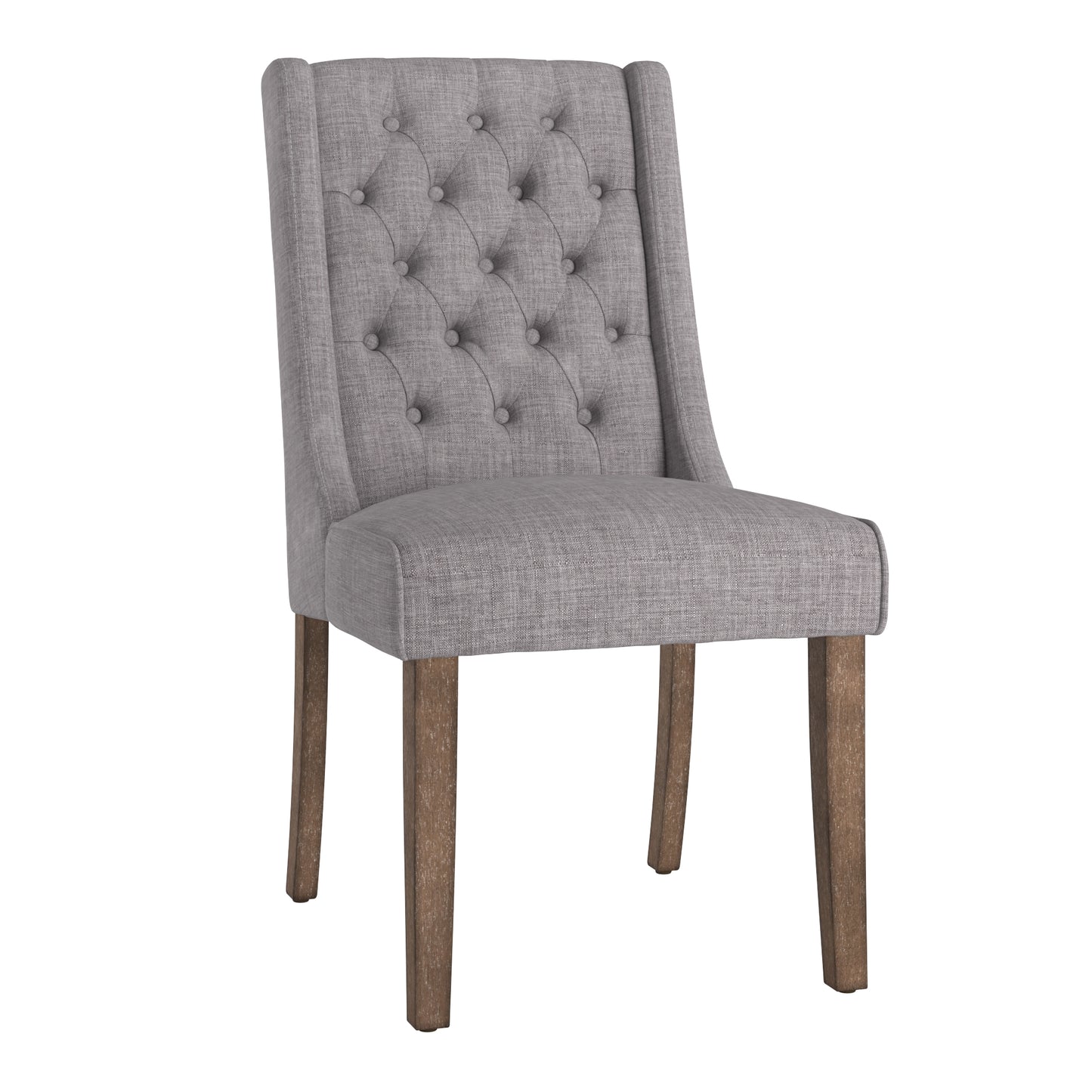 Tufted Wingback Hostess Chairs (Set of 2) - Grey Linen