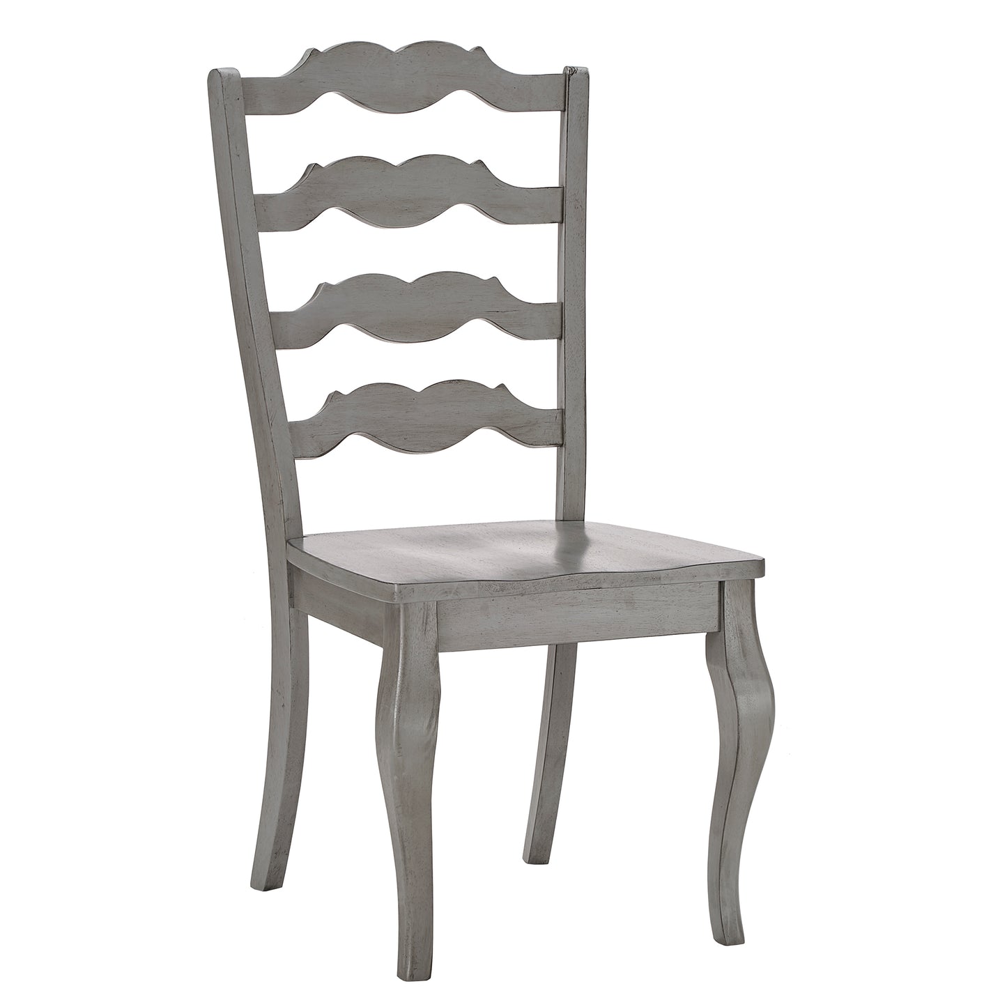 French Ladder Back Wood Dining Chairs (Set of 2) - Antiqua Gray