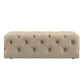 Rectangular Tufted Ottoman with Casters - Beige Linen