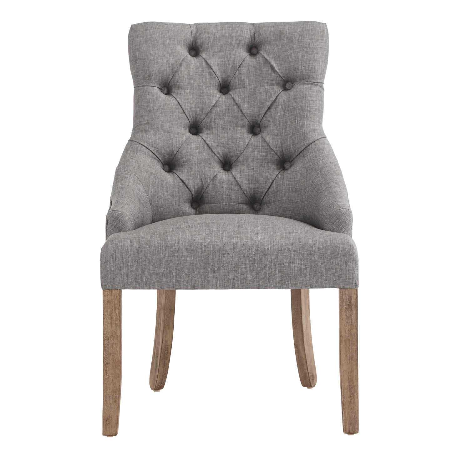 Linen Curved Back Tufted Dining Chairs (Set of 2) - Grey Linen