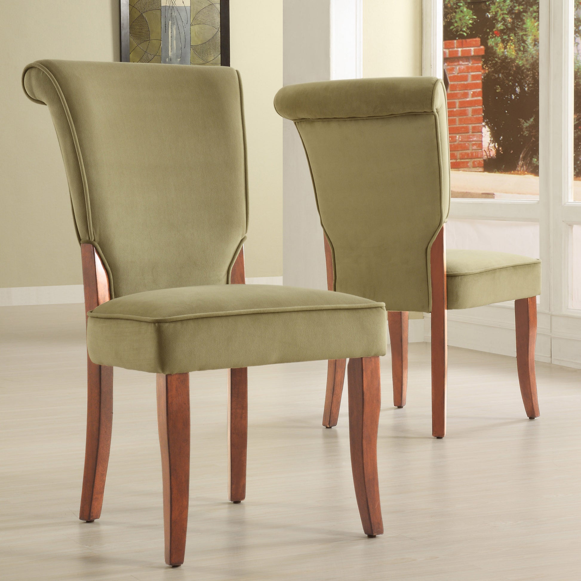 Velvet Upholstered Parsons Dining Chairs (Set of 2) Cherry