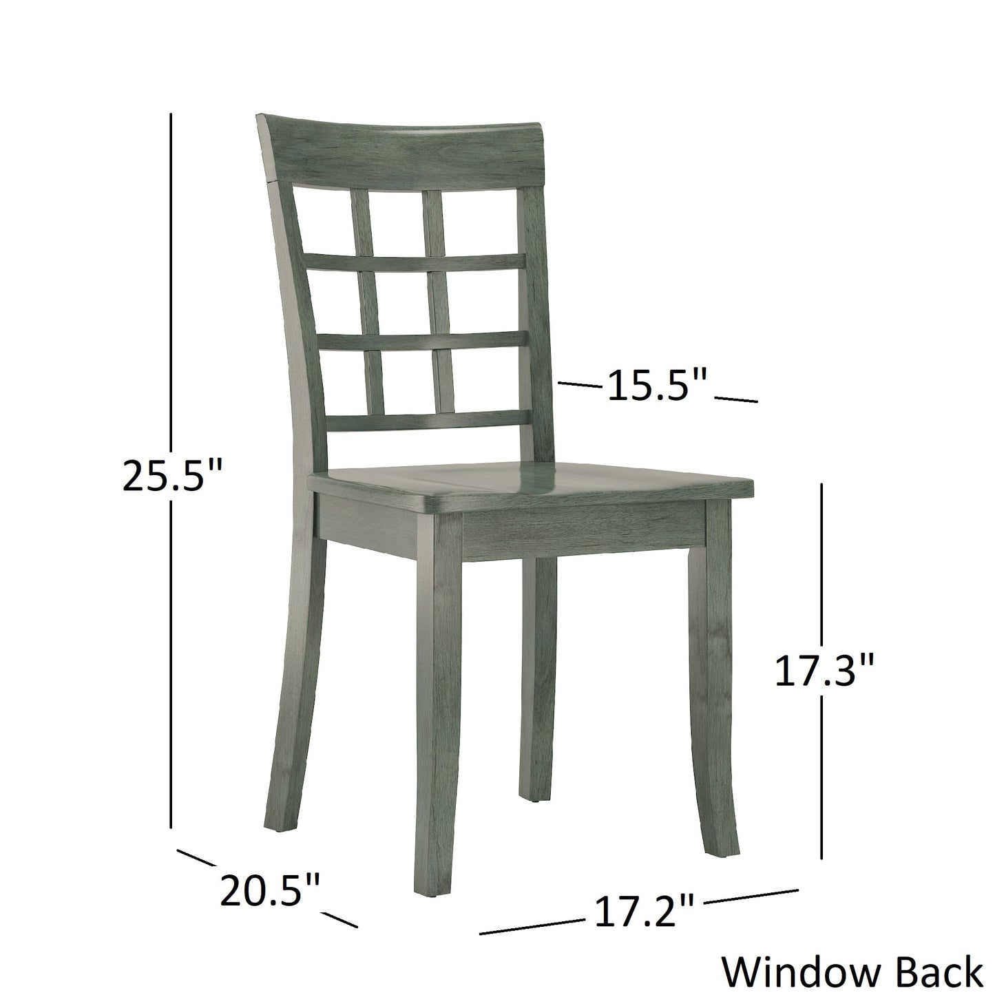 Window Back Wood Dining Chairs (Set of 2) - Antique Sage Finish
