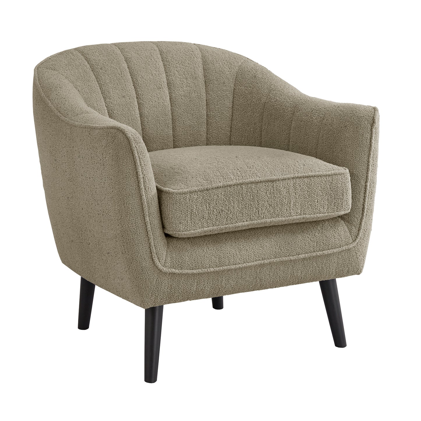 Mid-Century Modern Channel-Tufted Accent Chair with Removable Cushion Cover - Taupe