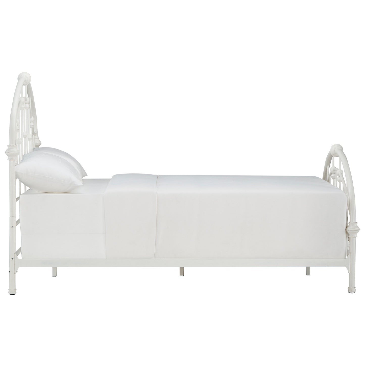 Curved Double Top Arches Victorian Iron Bed - Antique White, Full Size