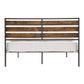 Low Profile Metal Platform Bed with Wood Finish Panels - Gray, Queen (Queen Size)