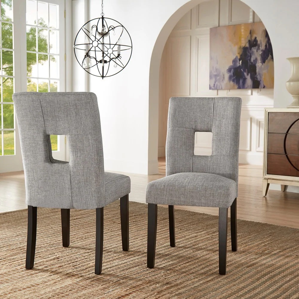 Keyhole Back Dining Chairs (Set of 2) - Grey Linen