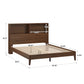 Bookcase Platform Bed with USBs - Cherry Finish, Queen Size