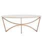 Champagne Gold Finish Coffee Table with White Faux Marble Top