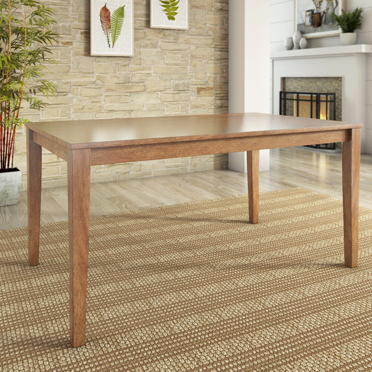60-inch Rectangular Oak Finish Dining Set - Slat Back Chairs, 6-Piece Set