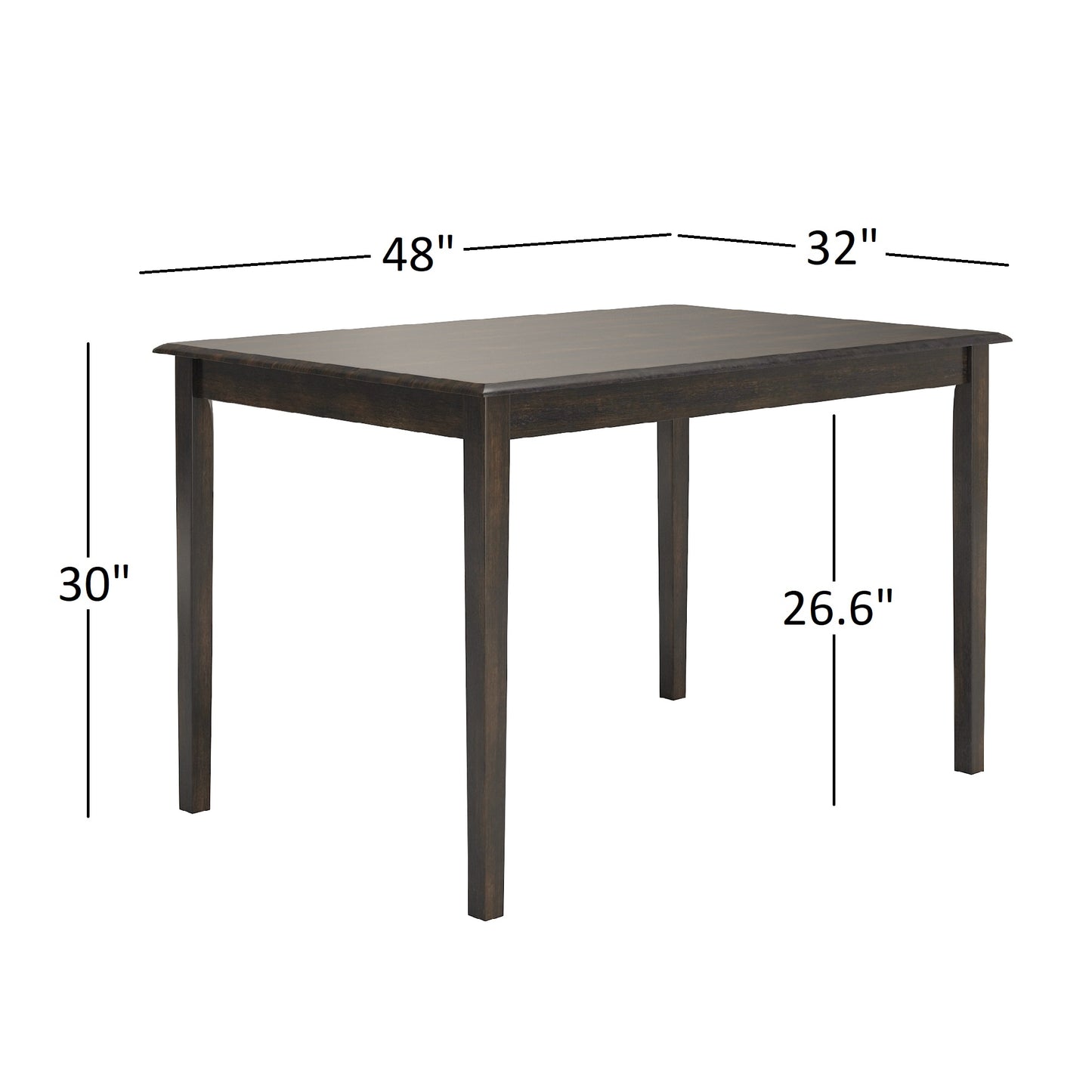 48-inch Rectangular Dining Table - Antique Black Finish