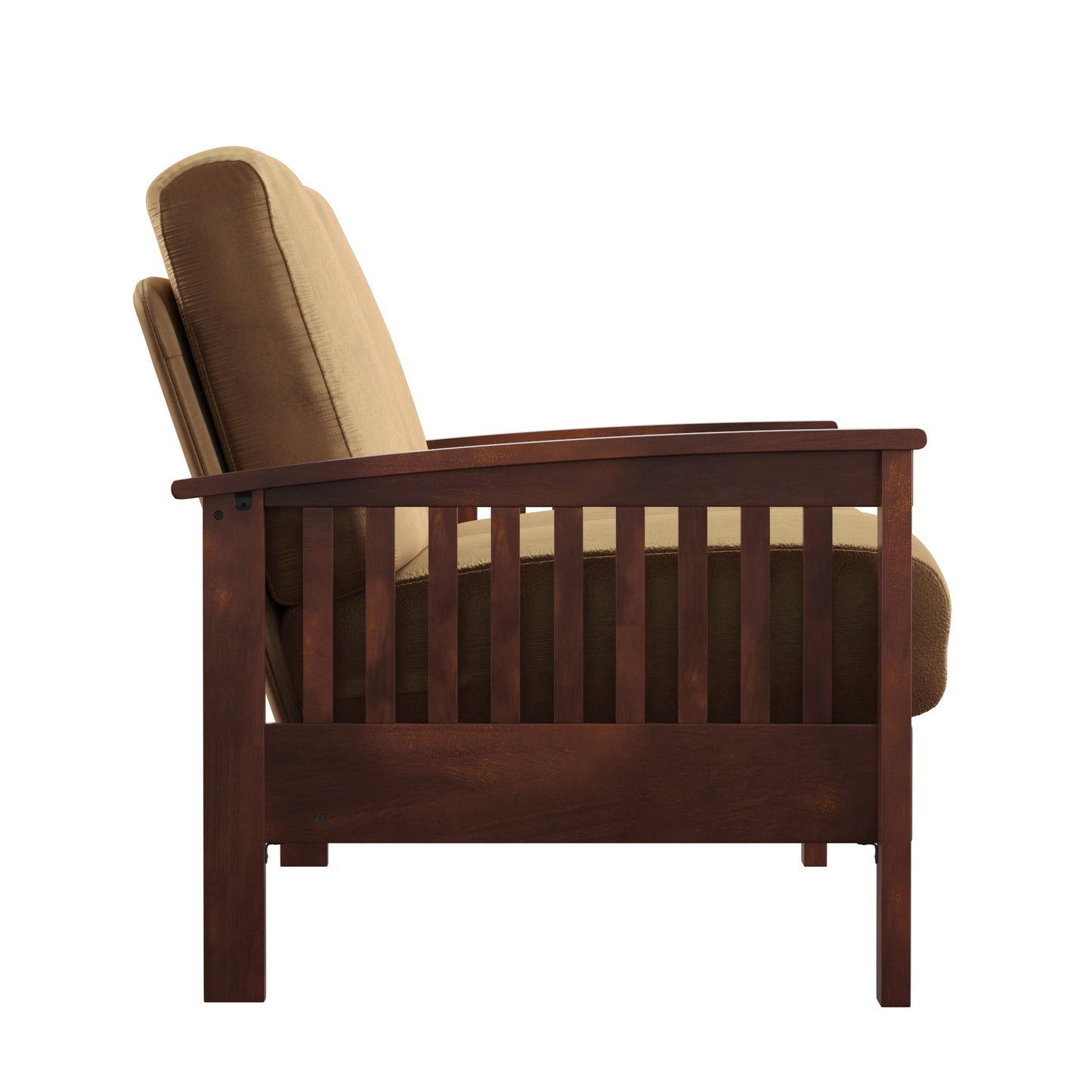 Mission-Style Wood Loveseat - Rust Microfiber, Oak Finish