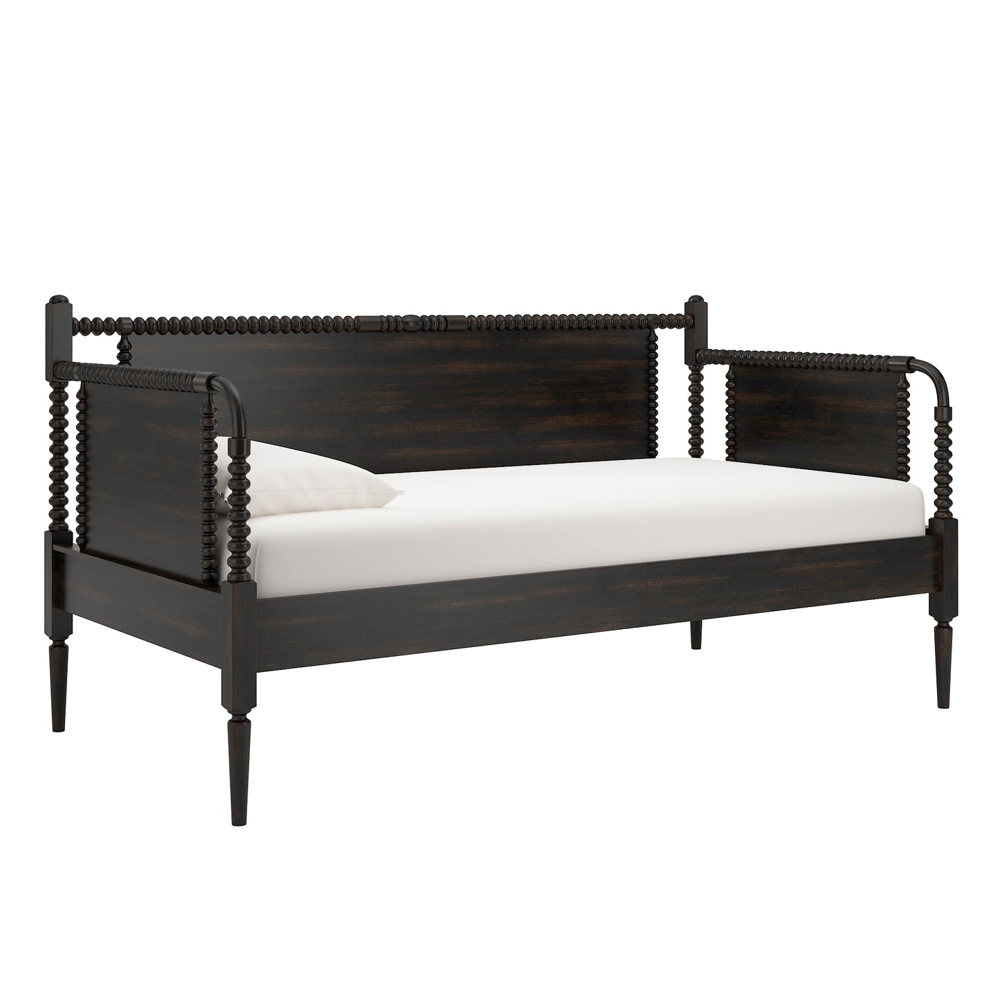 Traditional Beaded Wood Daybed - Antique Black, No Trundle