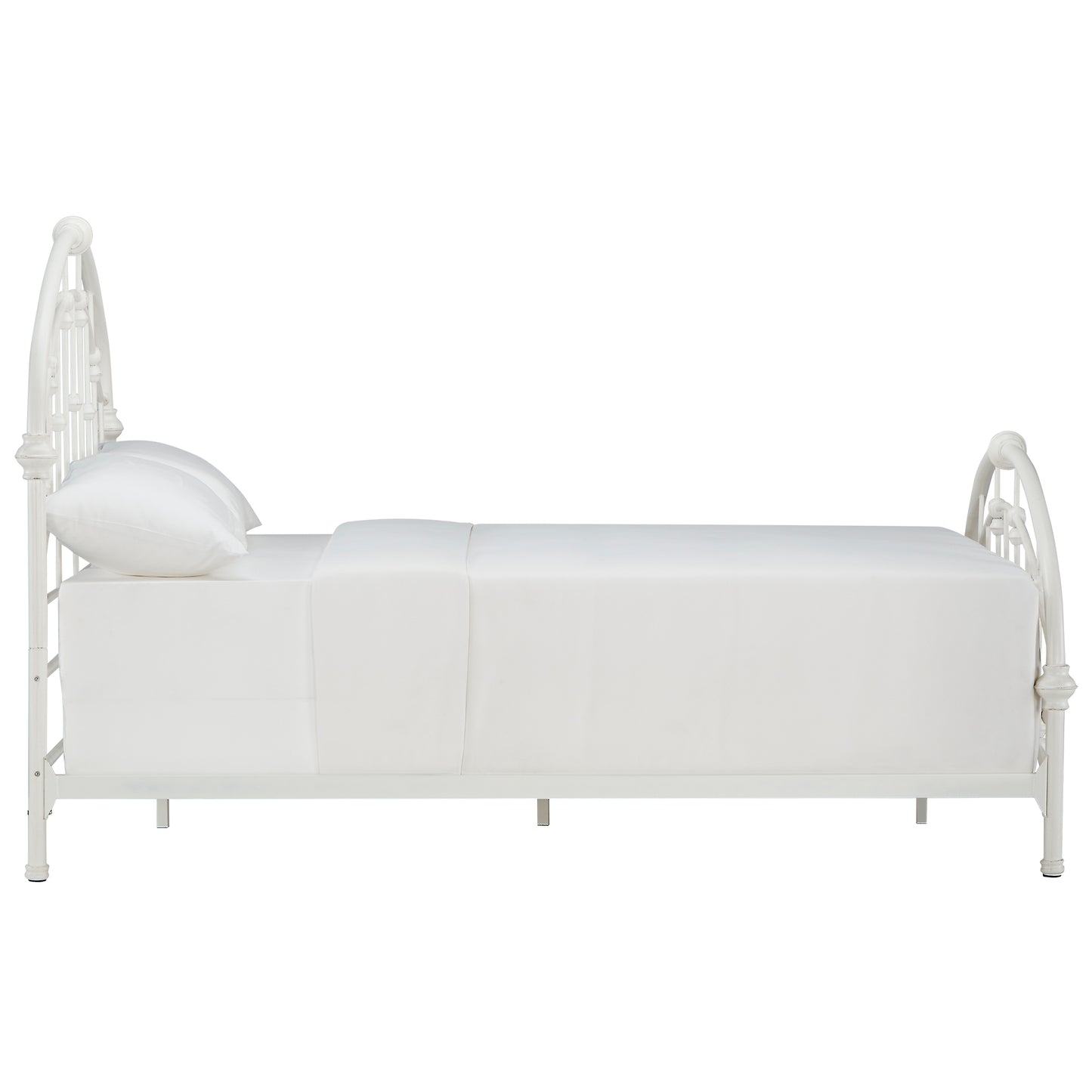 Curved Double Top Arches Victorian Iron Bed - Antique White, Queen Size