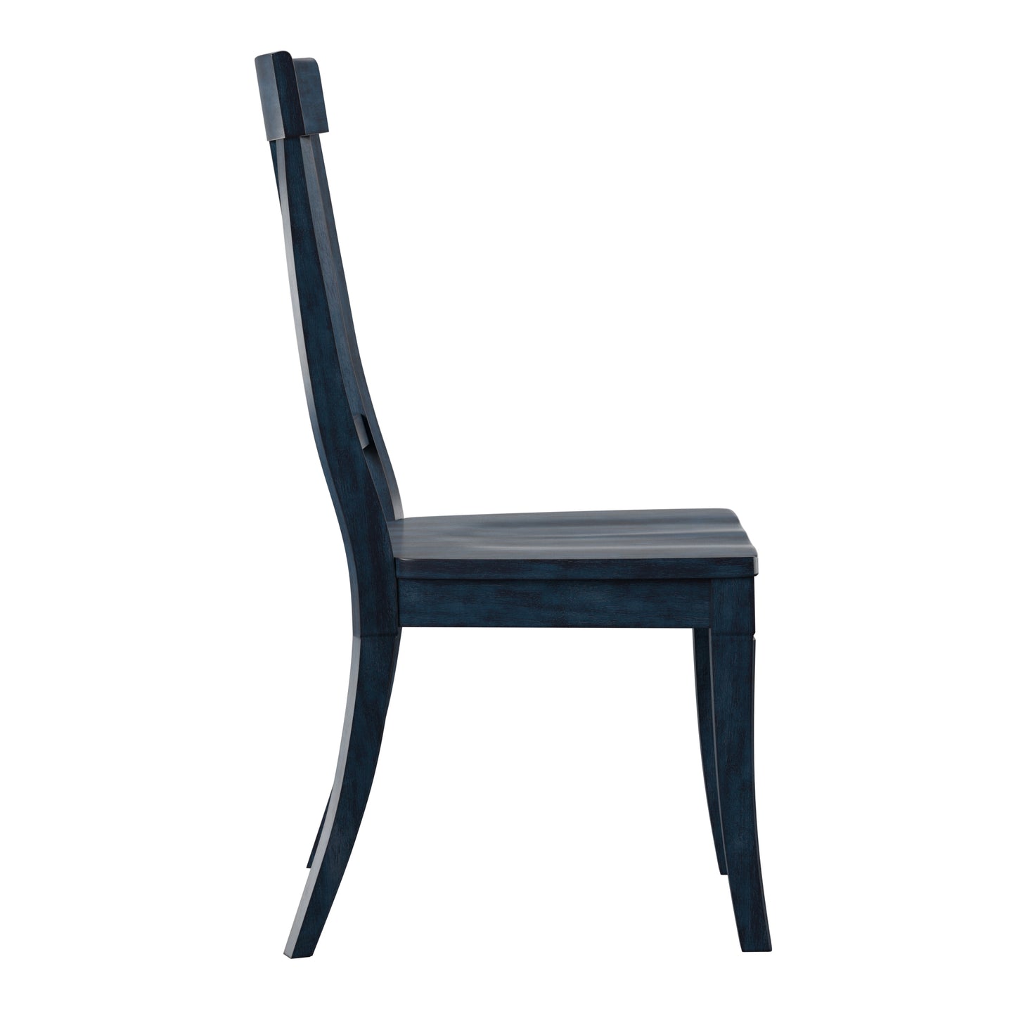 Panel Back Wood Dining Chairs (Set of 2) - Antique Dark Denim Blue Finish