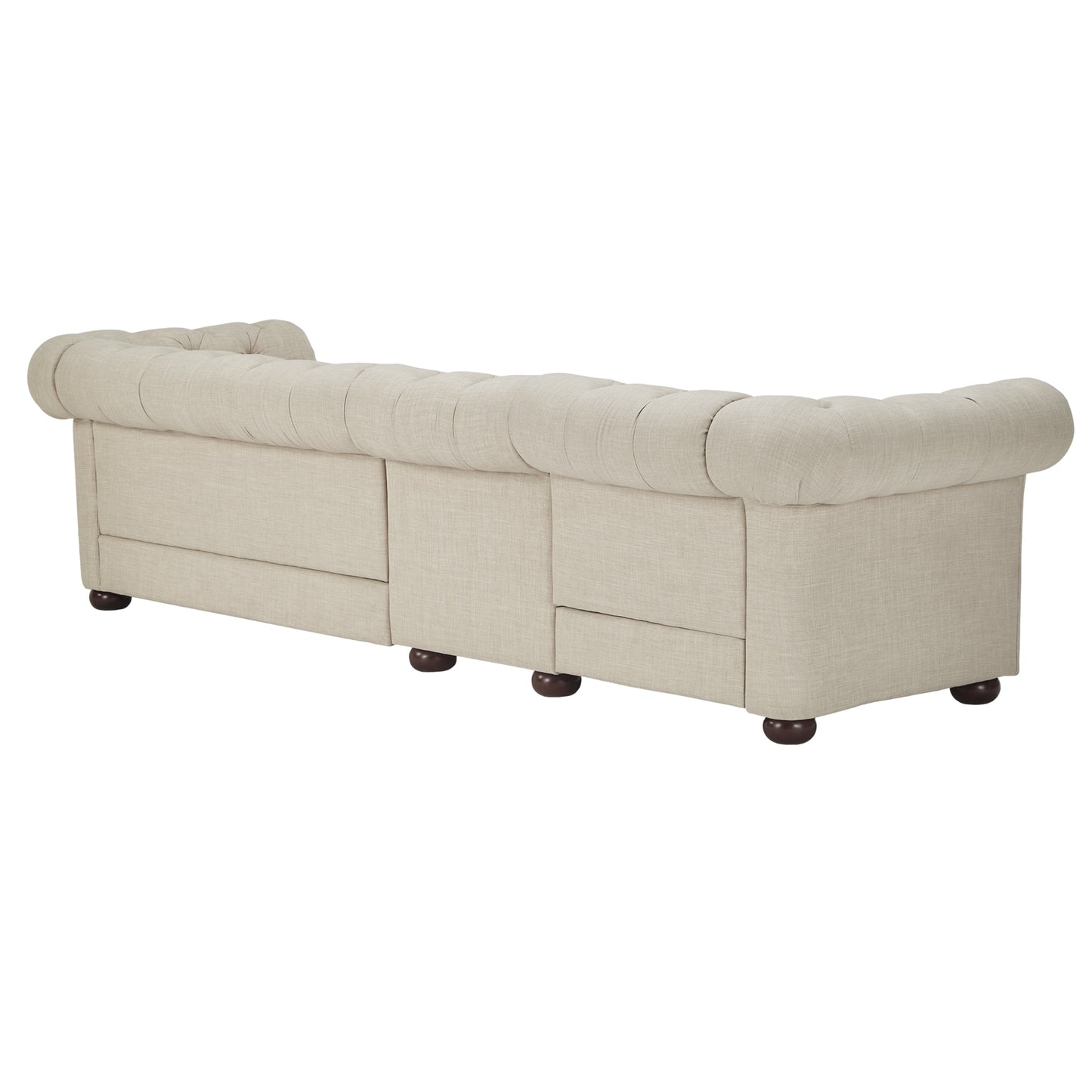 4-Seat Modular Chesterfield Sofa - Beige Linen