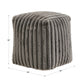 Upholstered Square Pouf Ottoman - Dark Grey Channel Furry Fabric