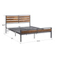 Low Profile Metal Platform Bed with Wood Finish Panels - Gray, Queen (Queen Size)