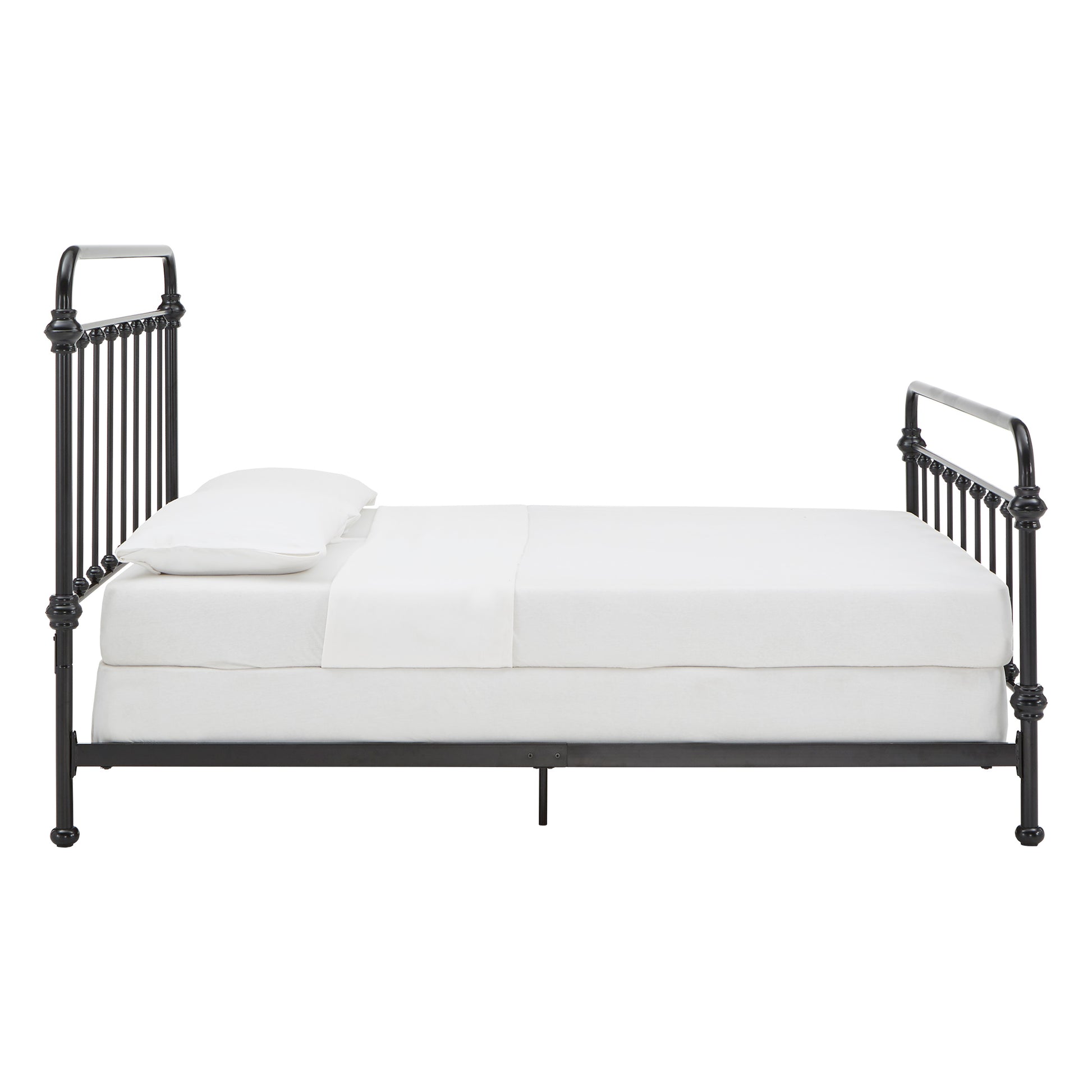 Graceful Lines Victorian Metal Bed - Black Finish, Queen Size (Queen Size)