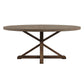 Rustic X-Base Round Pine Wood Dining Table - Brown Finish, 72-inch