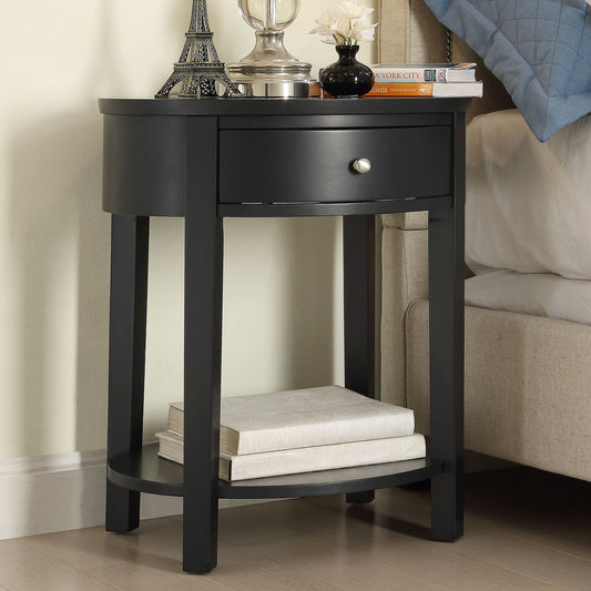 1-Drawer Oval End Table - Vulcan Black