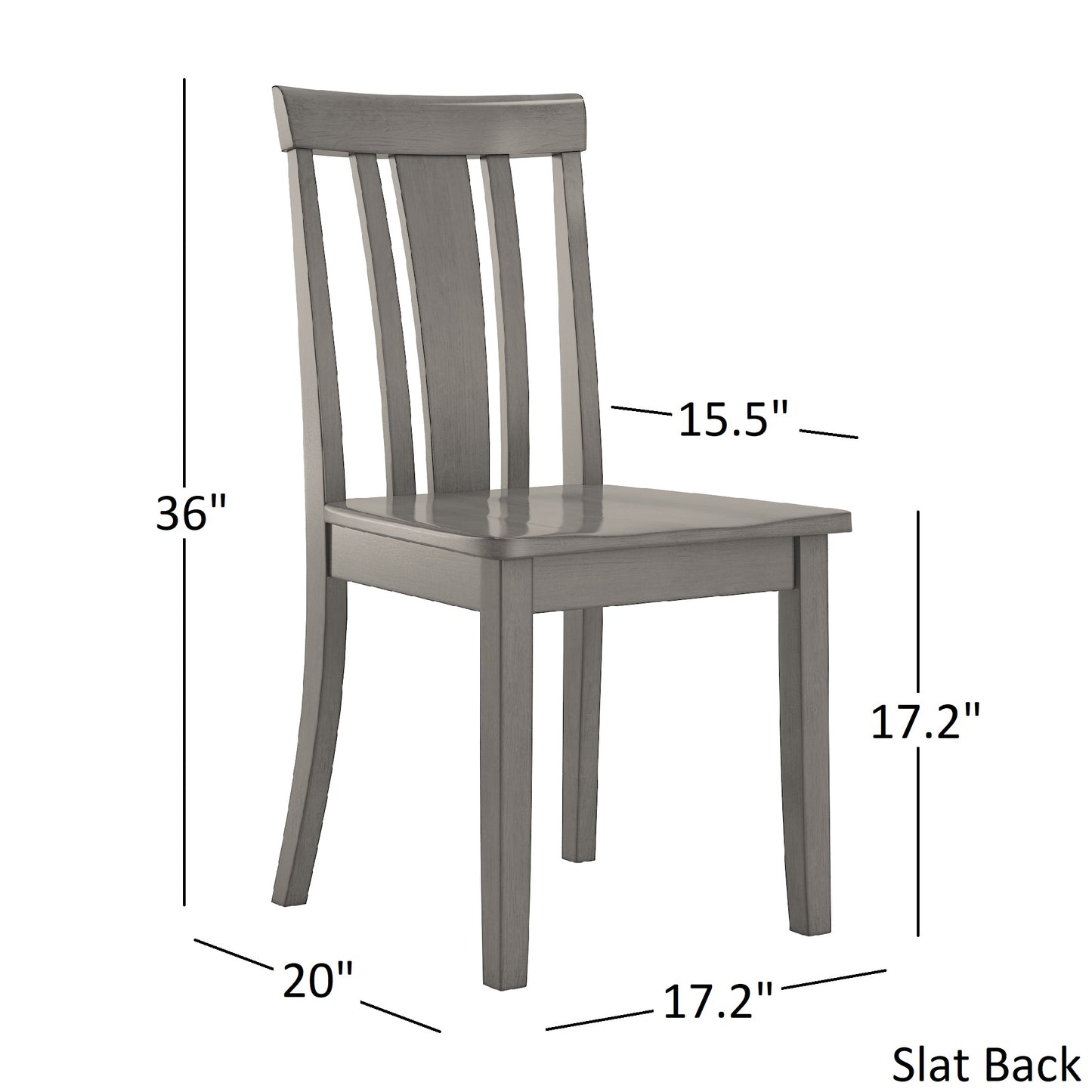 Two-Tone Round 5-Piece Dining Set - Antique Grey Finish, Slat Back Chairs