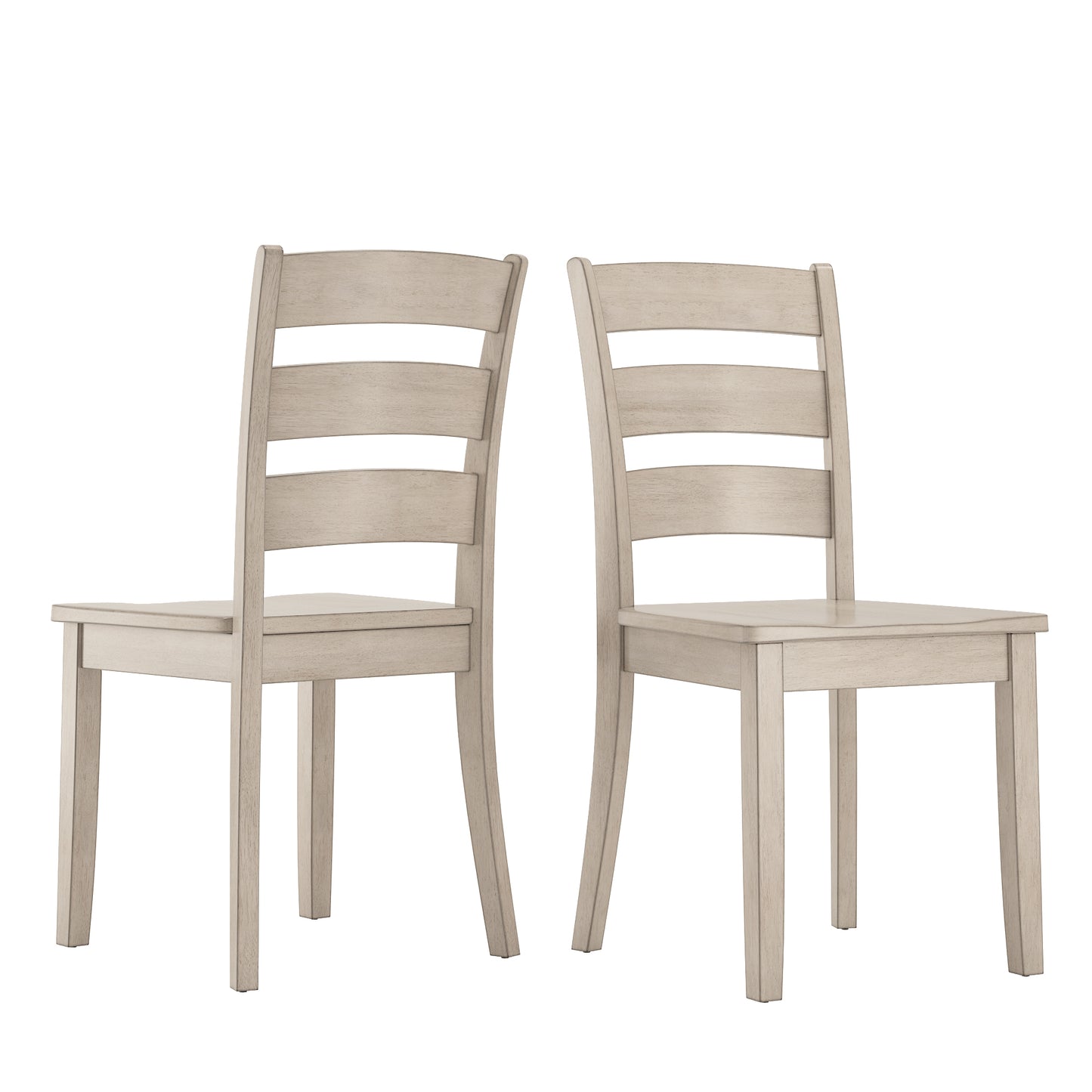 Ladder Back Wood Dining Chairs (Set of 2) - Antique White Finish