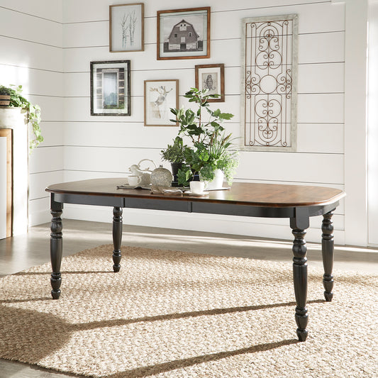Two-Tone Extending Dining Table - Antique Black