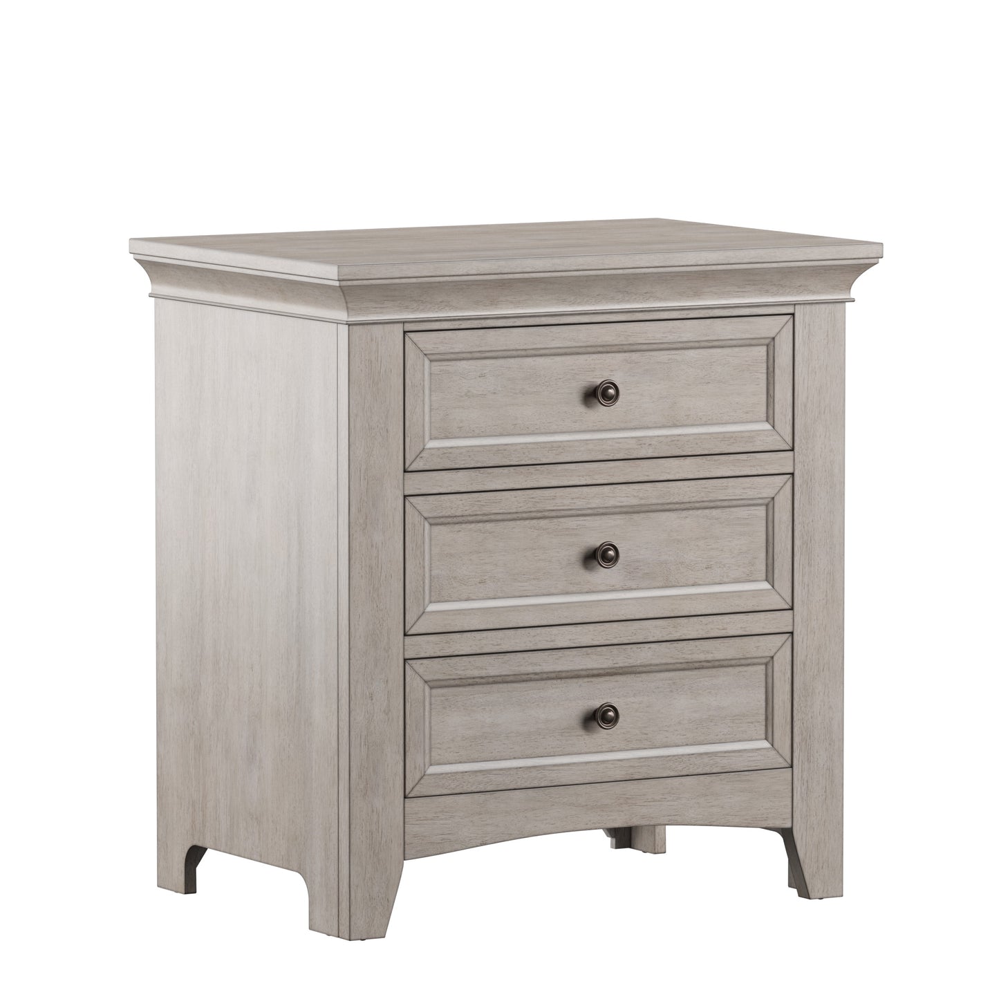 3-Drawer Wood Modular Storage Nightstand with Charging Station - Antique White