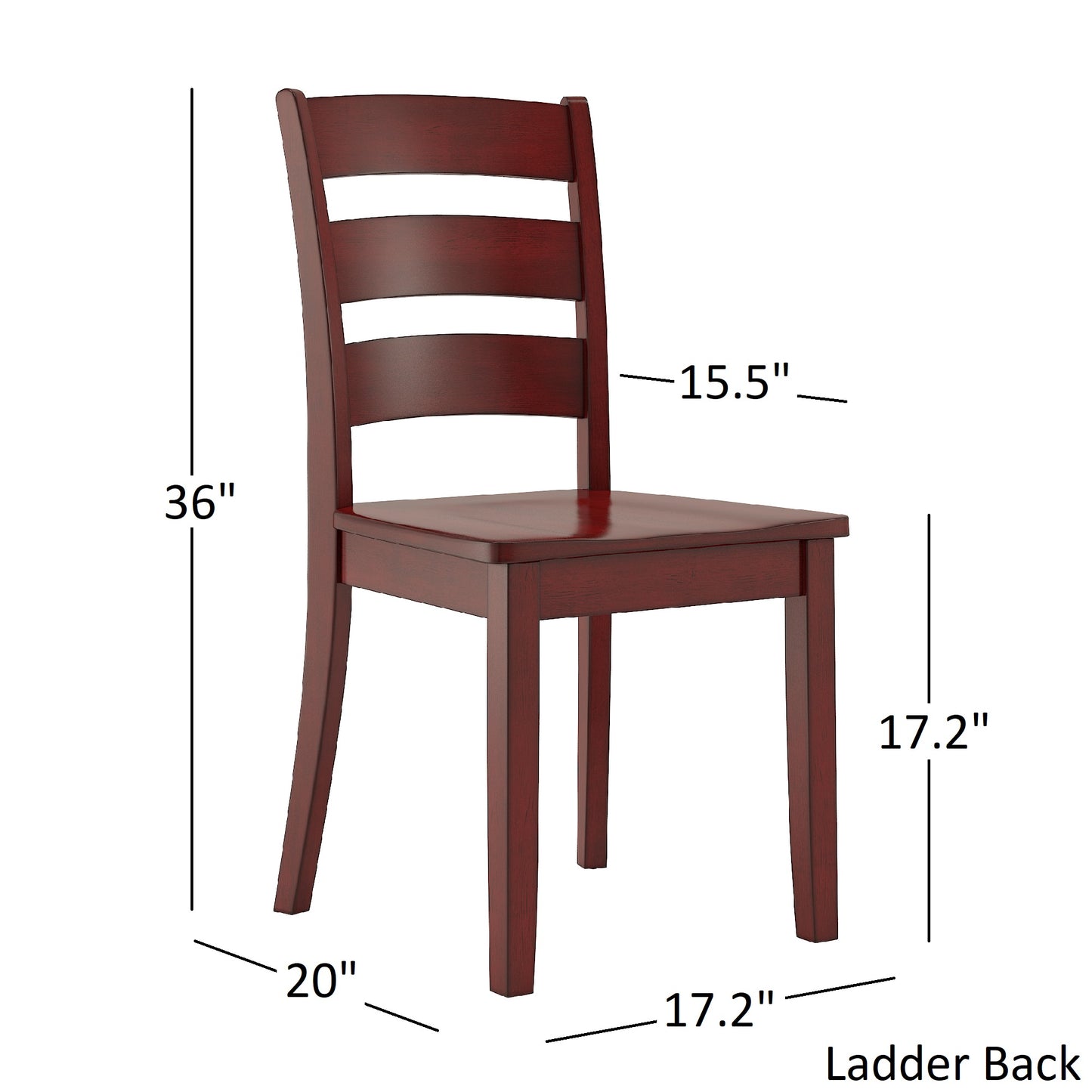 60-inch Rectangular Antique Berry Red Dining Set - Ladder Back Chairs, 7-Piece Set