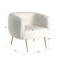 Brass Finish Velvet Upholstered Accent Chair - Beige