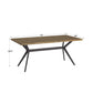 70" Iron Grey Metal Base 4-6 Person Dining Table - Light Pine Finish Top