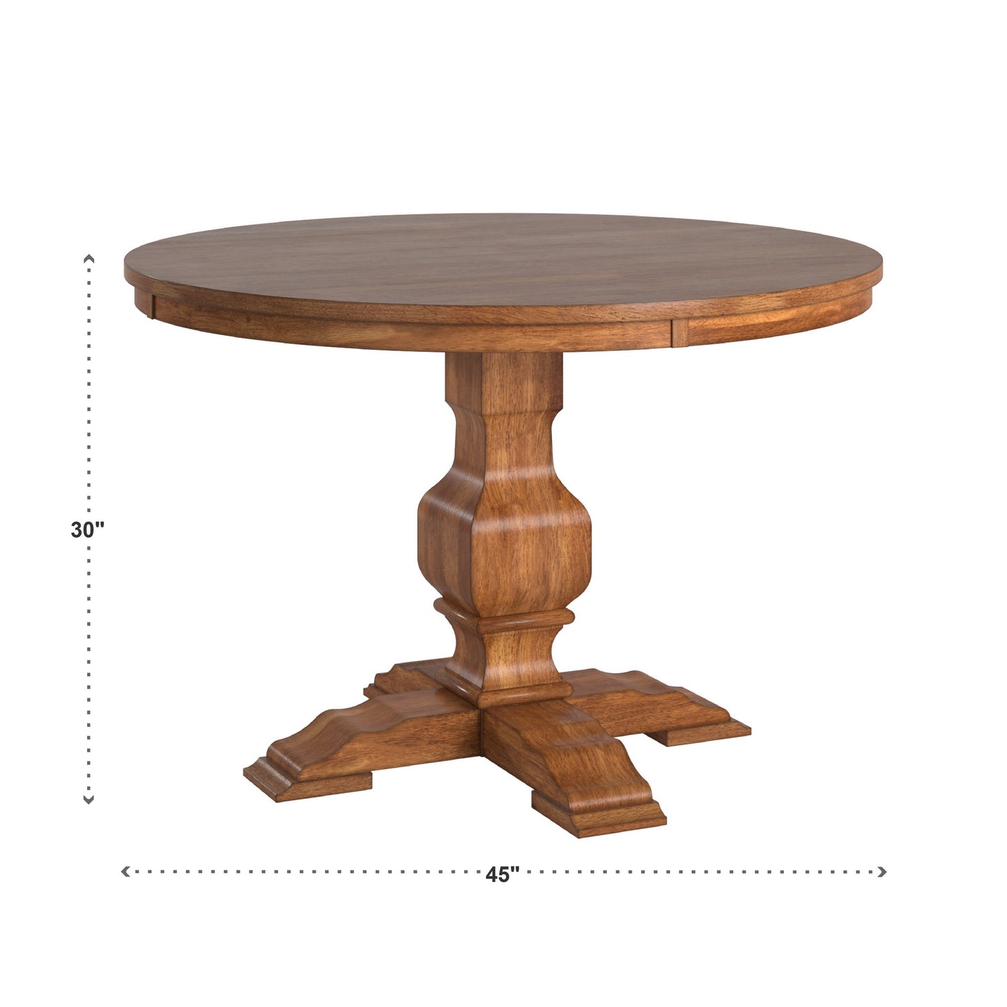 Two-Tone Round Solid Wood Top Dining Table - Oak Top with Oak Base