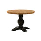 Two-Tone Round Solid Wood Top Dining Table - Oak Top with Antique Black Base