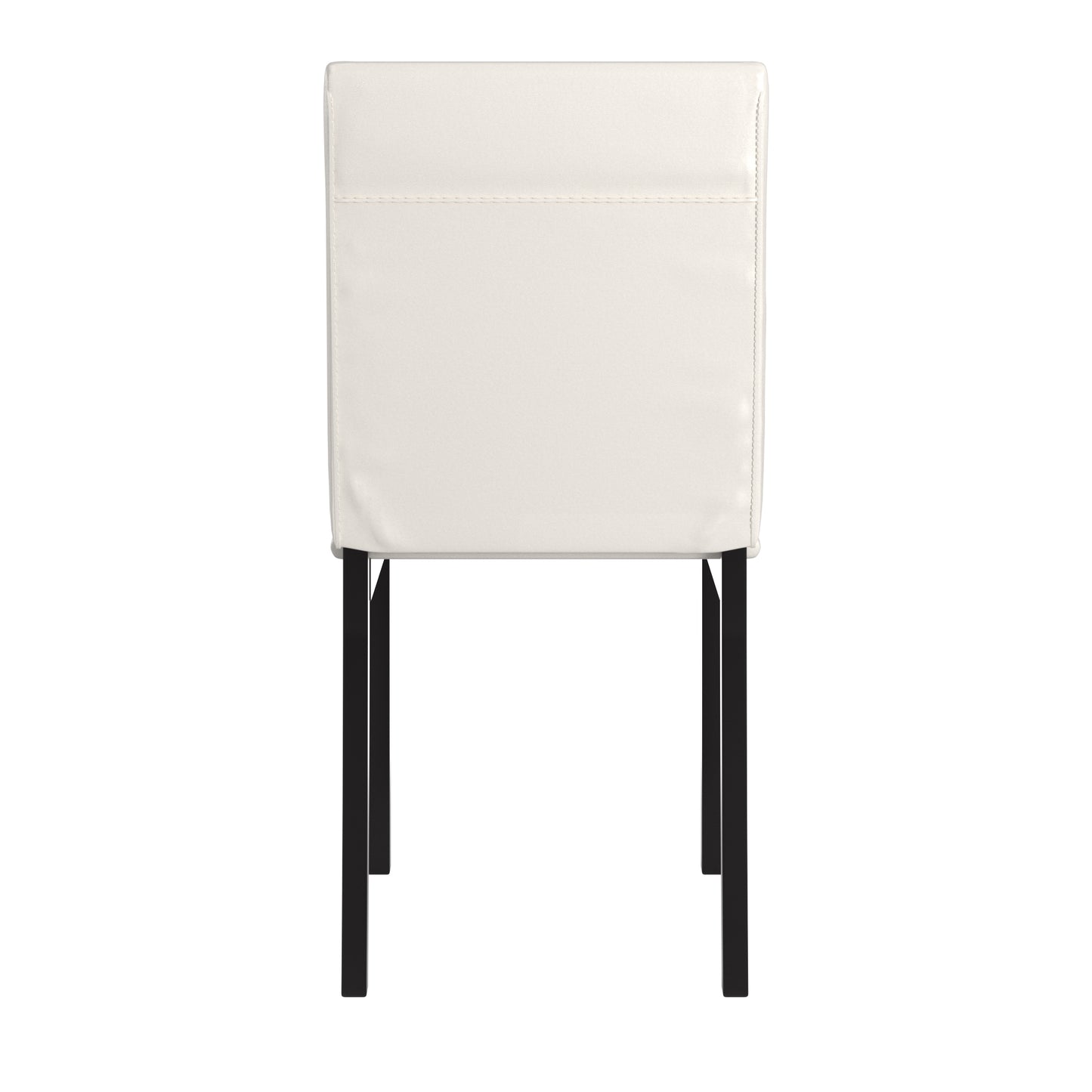 Metal Upholstered Dining Chairs - White Faux Leather, Set of 4