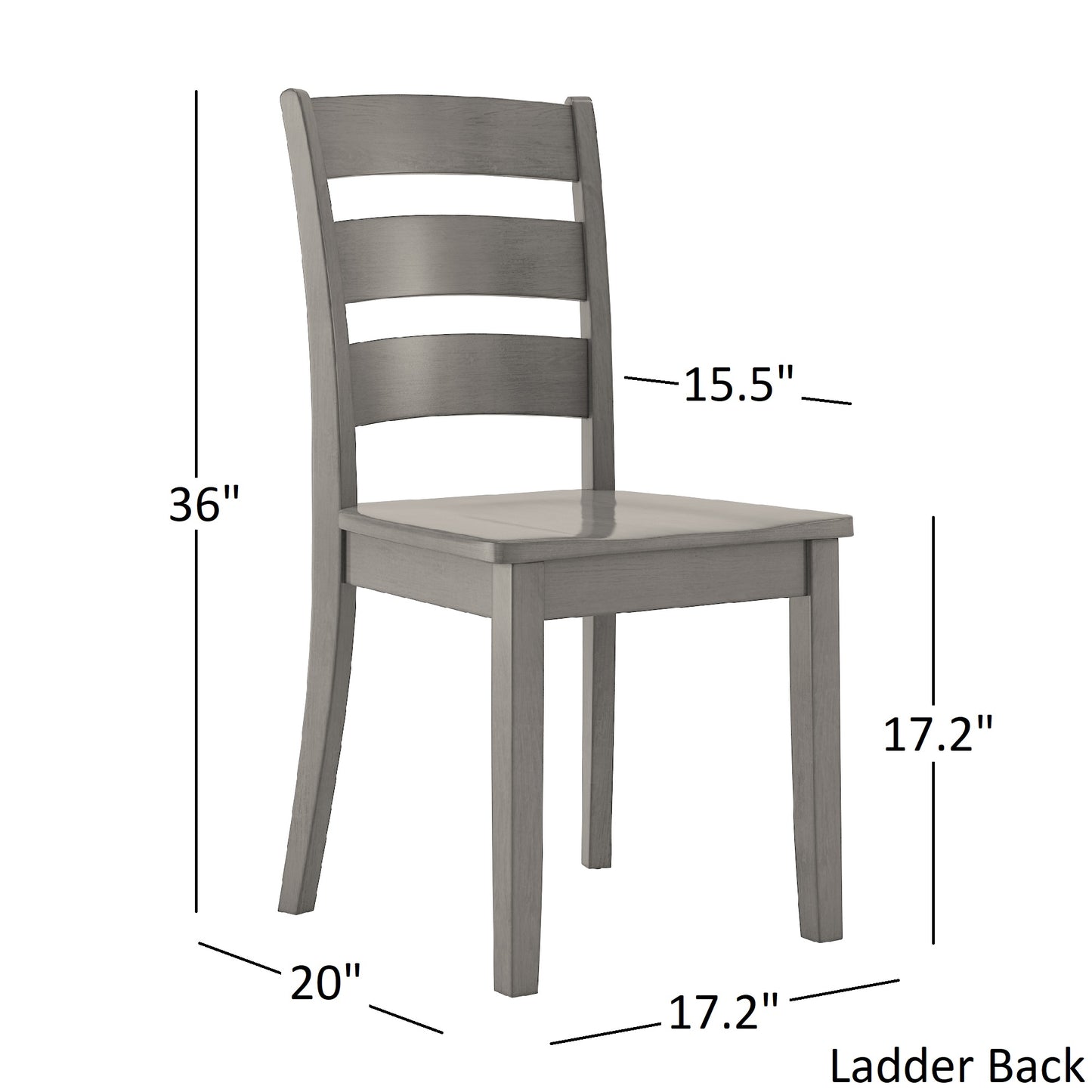 Two-Tone Round 5-Piece Dining Set - Antique Grey Finish, Ladder Back Chairs