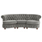 Tufted Scroll Arm Chesterfield Curved Sofa - Grey Velvet