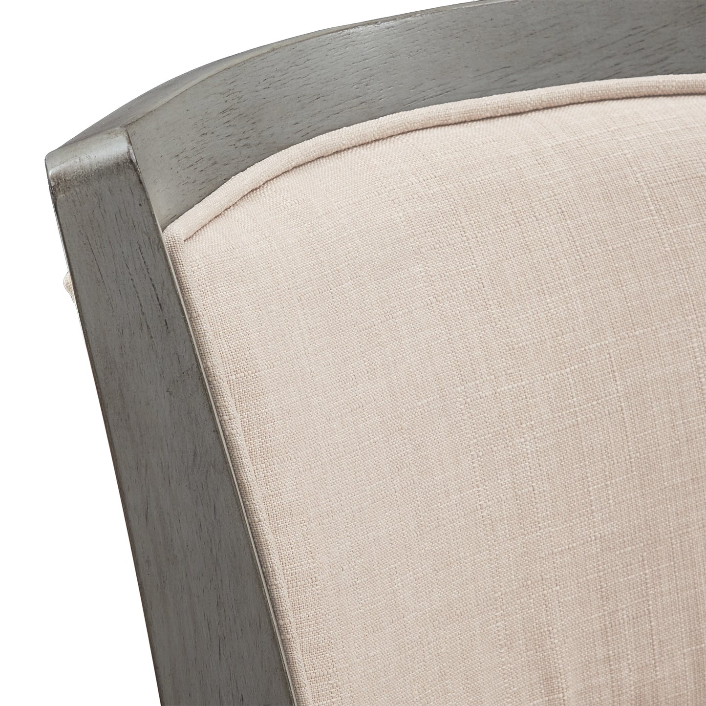Upholstered Back Swivel Stool - 29" Bar Height, Antique Grey Finish, Beige Linen