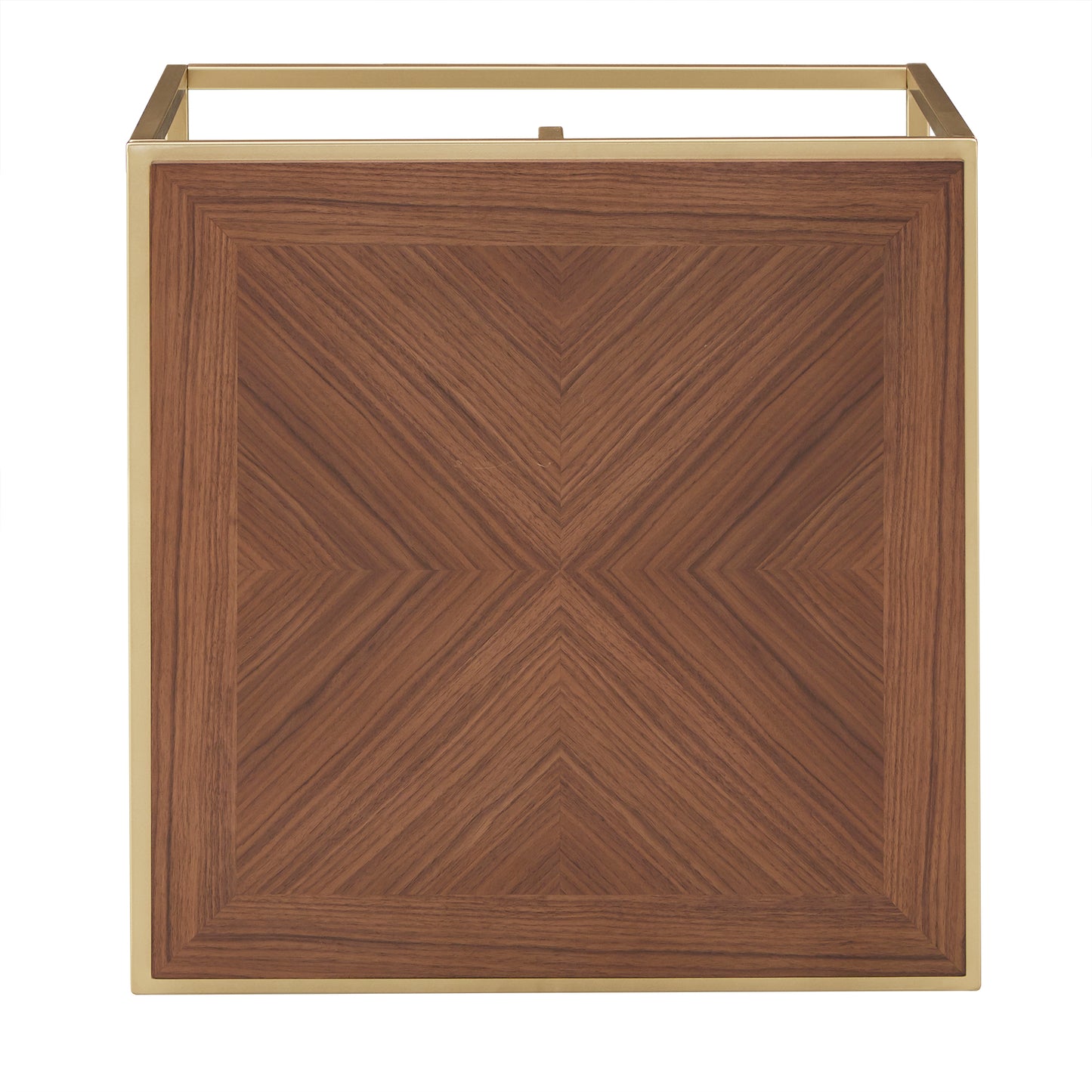 Square End Table with Metal Base - Natural Finish, Gold Base