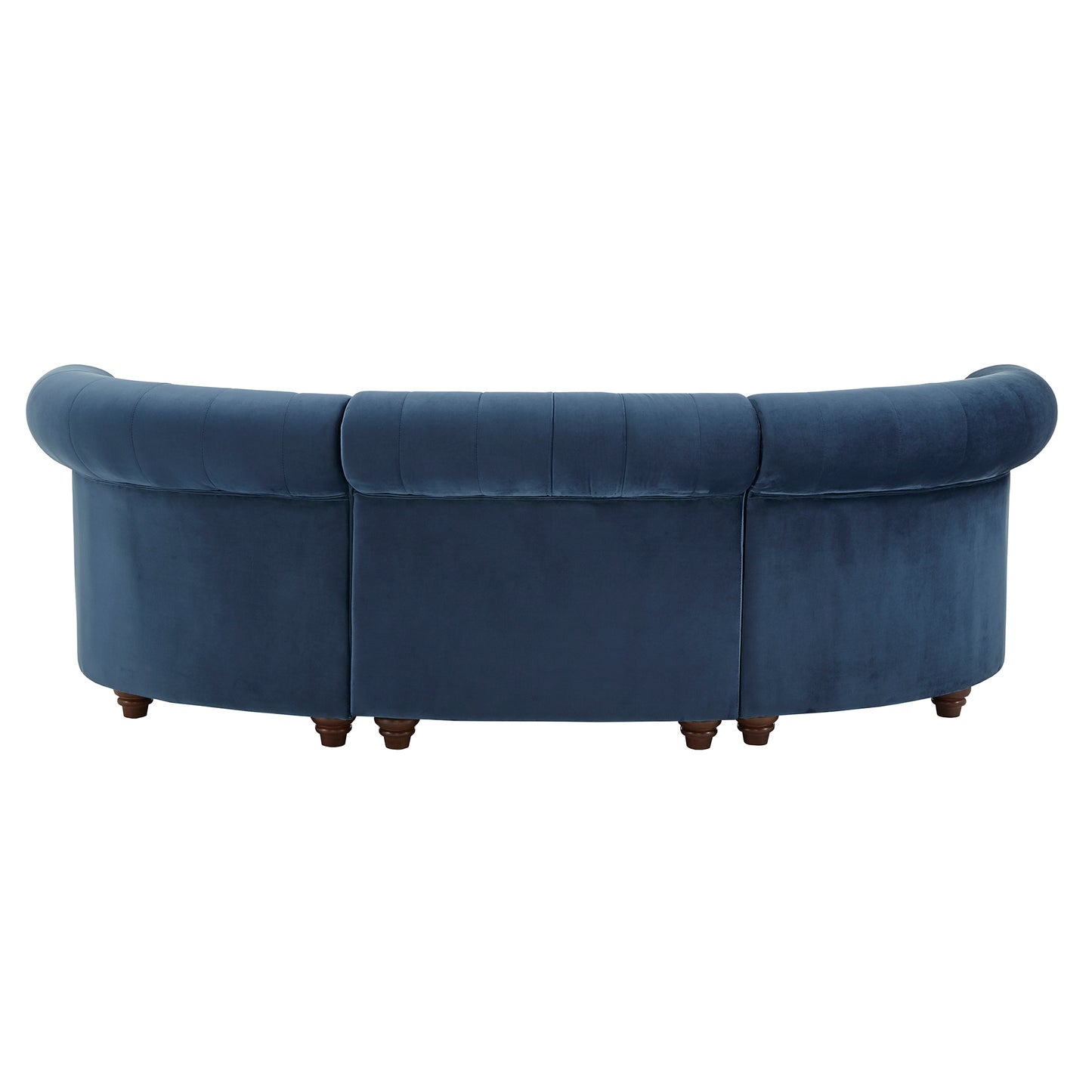 Tufted Scroll Arm Chesterfield Curved Sofa - Blue Velvet