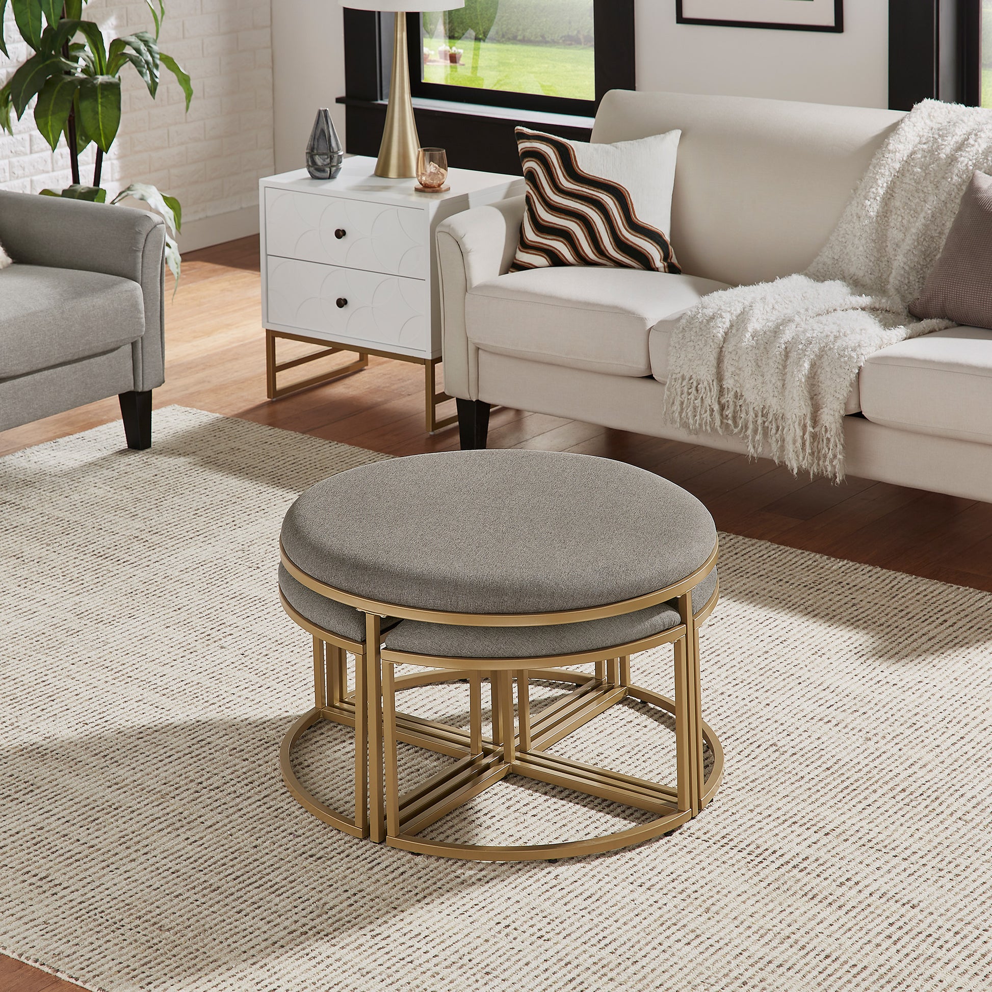 Coffee Table Wicker Chair With Nesting Ottoman Coffee Table With