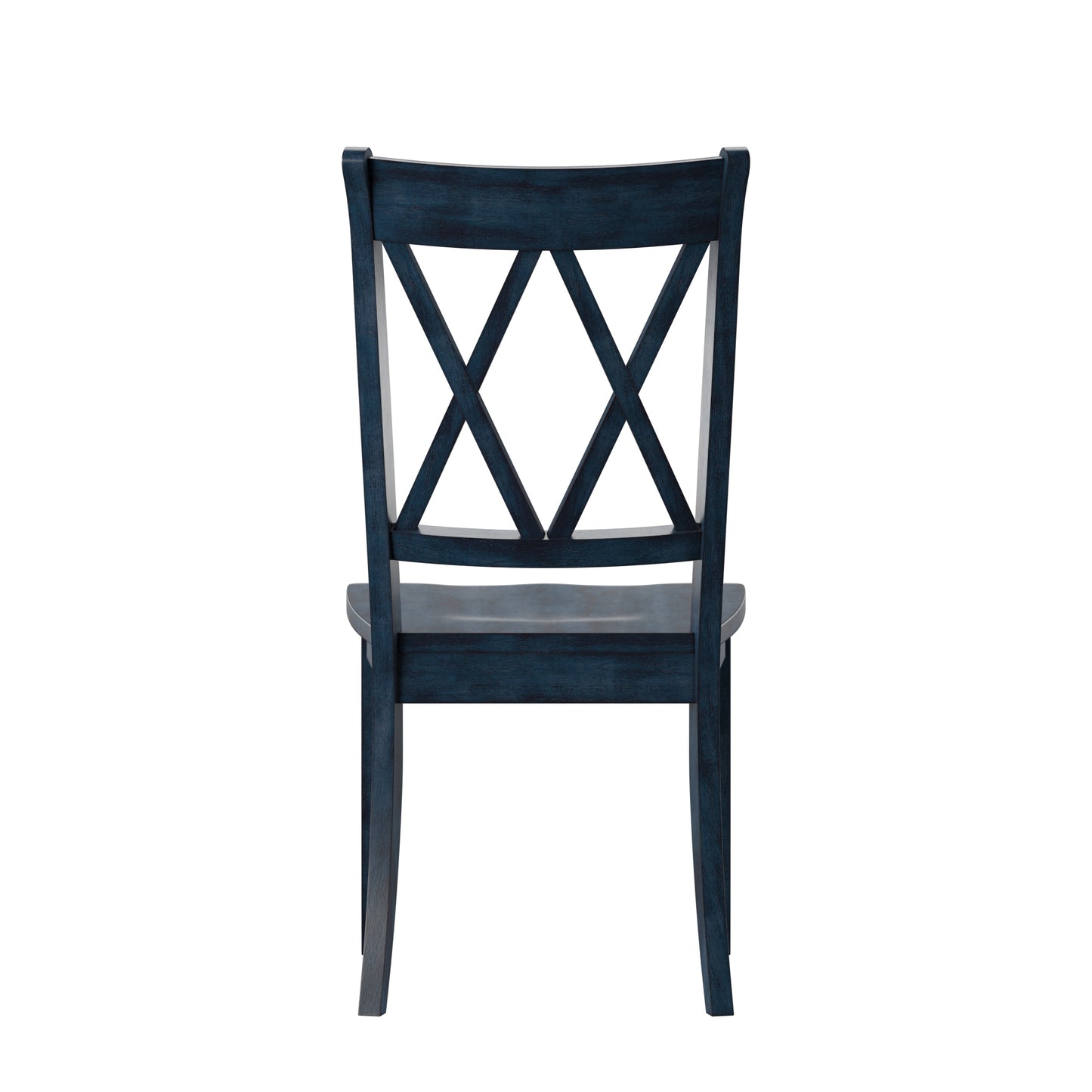Double X Back Wood Dining Chairs (Set of 2) - Antique Dark Denim Finish