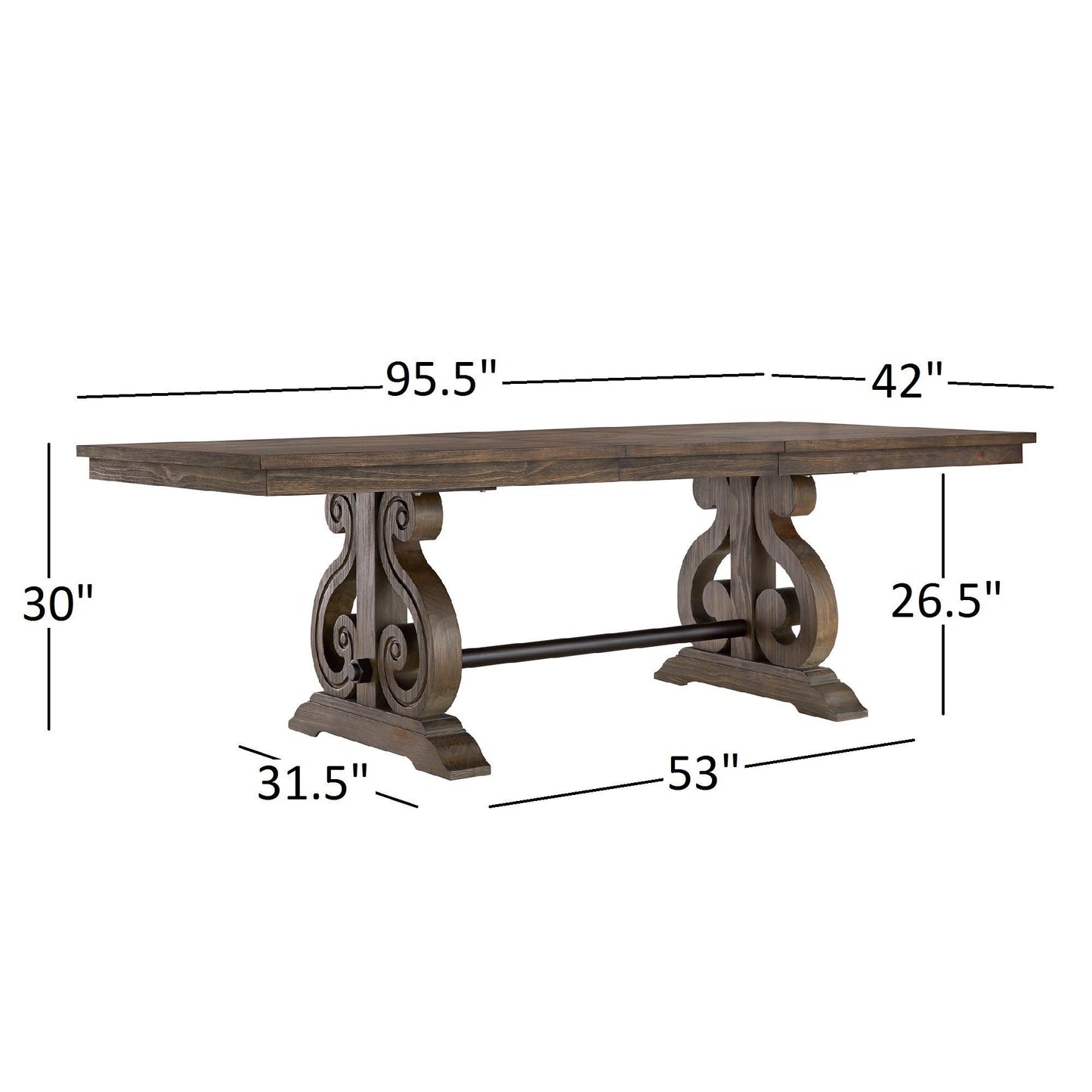 Wood Extendable Dining Set - 5-Piece Set