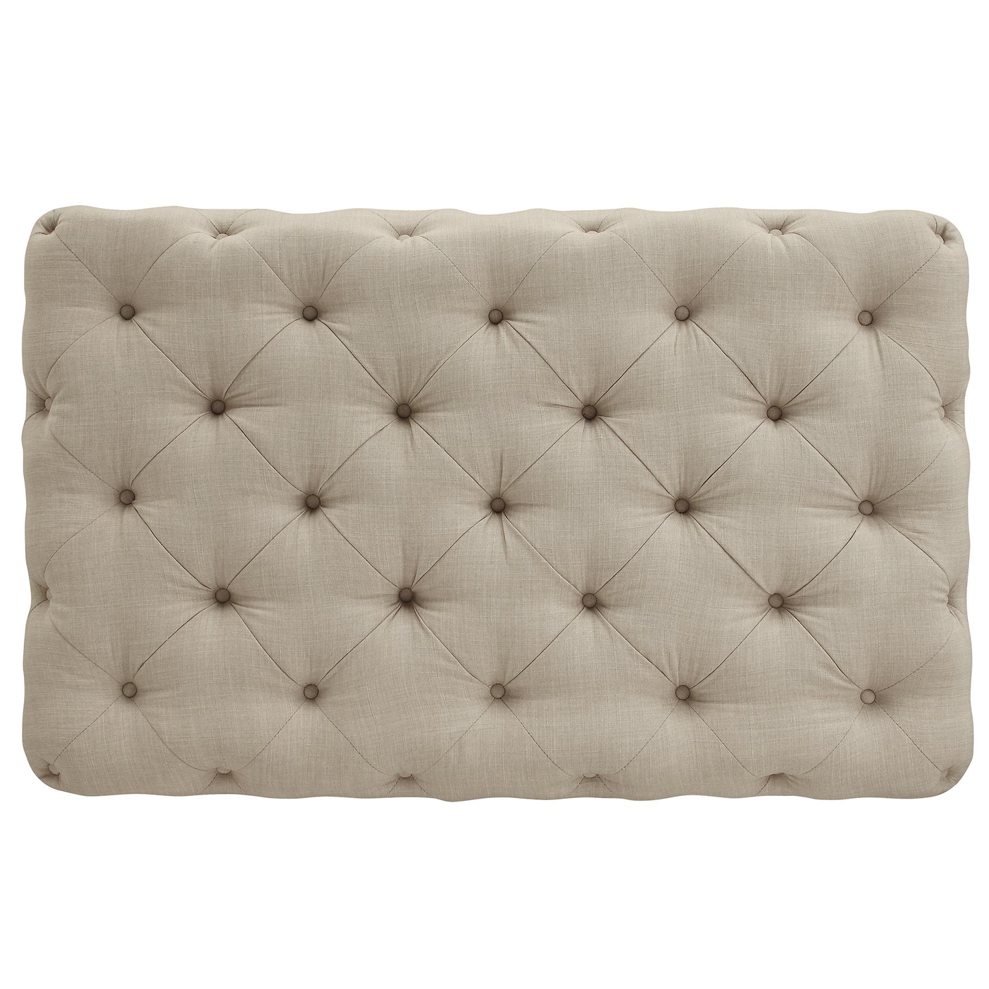 Rectangular Tufted Ottoman with Casters - Beige Linen