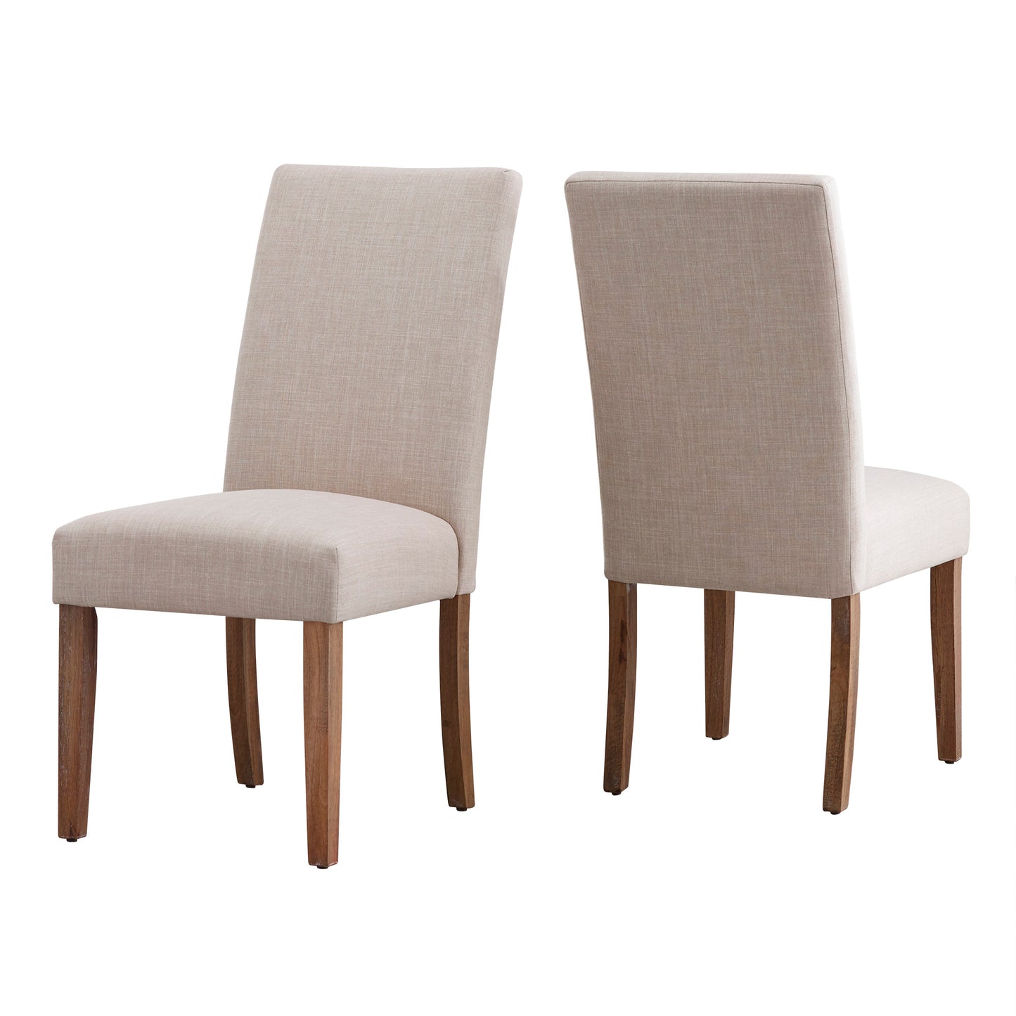 Fabric Upholstered Parsons Dining Chairs (Set of 2) - Beige Linen, No Slipcover