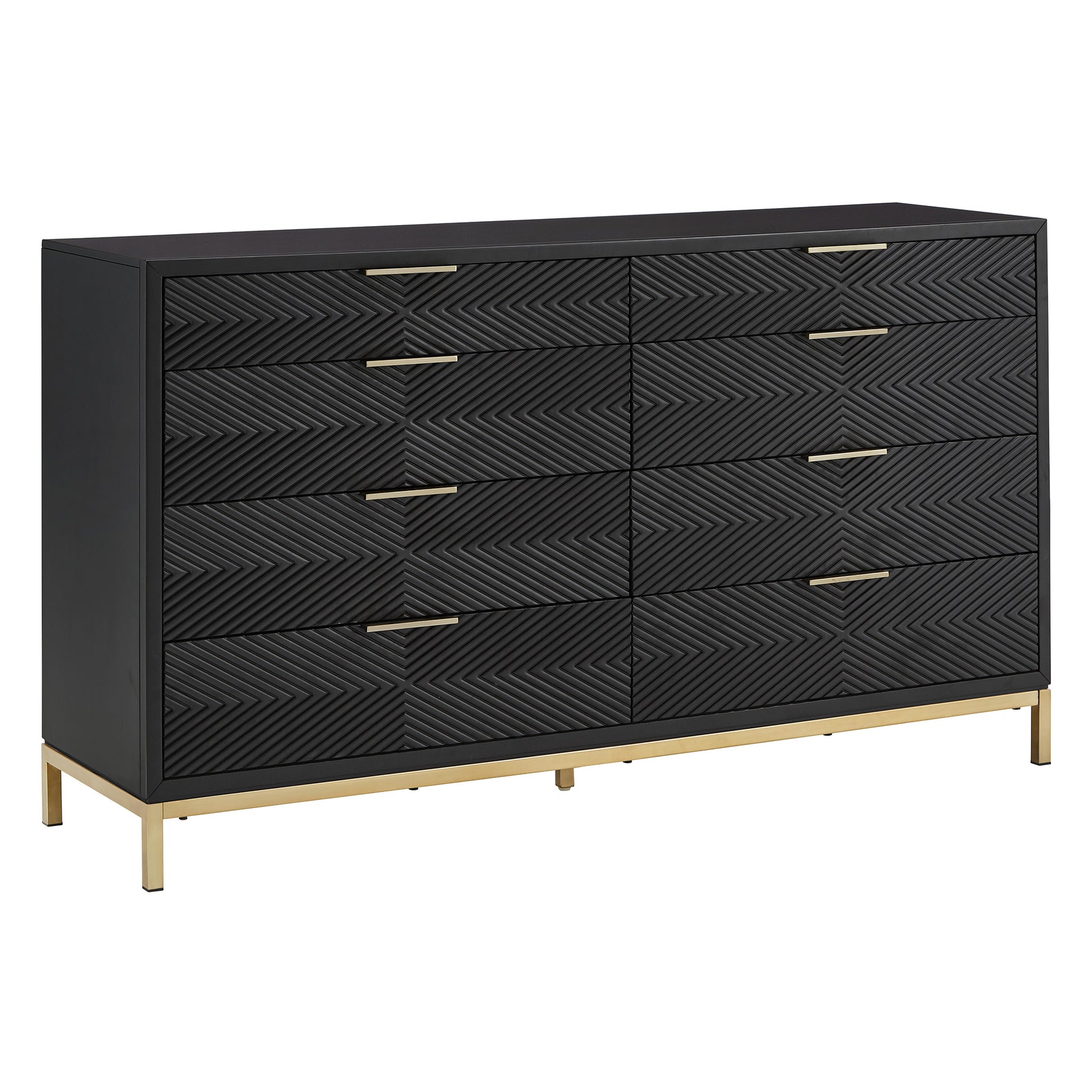 64" Wide 8 - Drawer Dresser - Black Finish, Gold Accent, Dresser Only by iNSPIRE Q Bold iNSPIRE Q Home 64" Wide 8 - Drawer Dresser - Black Finish, Gold Accent, Dresser Only by iNSPIRE Q Bold iNSPIRE Q Home