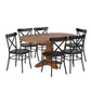 Oak Finish Oval 7-Piece Dining Set - Black Finish Chairs