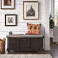 Storage Bench with Linen Seat Cushion - Antique Black Finish