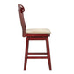 Napoleon Back Counter Height Wood Swivel Chair - Antique Berry Finish